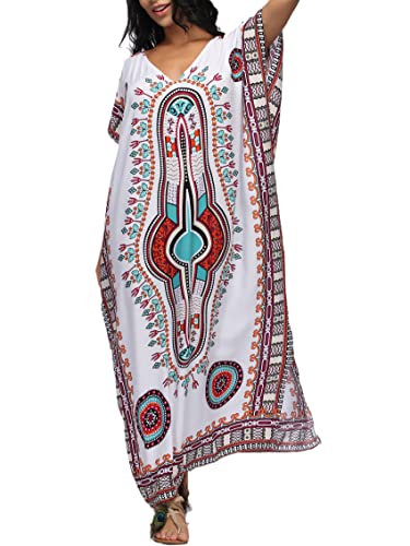 Image of Kaftan Dresses for Women Plus Size Summer Beach Dress with Print and Swim Cover Ups