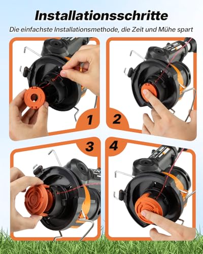 Eventronic 20 Päckchen Ersatzspule Kompatibel mit Worx Rasentrimmer, 1.65MM Durchmesser Rasentrimmer Faden für Worx Akku Rasentrimmer (16 PäCkchen Rasentrimmer Spule, 4 PäCkchen Kappendeckel)