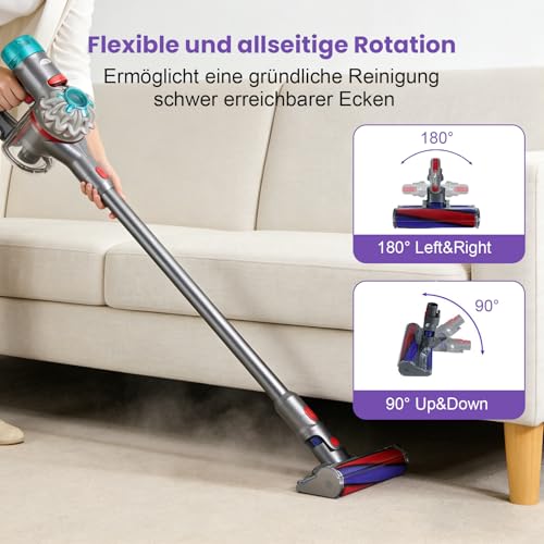Softwalze Bodendüse für Dyson V7 V8 V10 V11 V15 SV10 SV11 SV12 SV14 SV15 SV22 SV25 SV27 SV28 SV37 Staubsauger | Leiser, Leistungsstarker Elektrischer Soft-Roller-Bürstenkopf für Hartböden & Teppiche