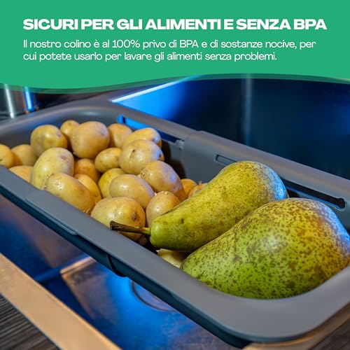 Scolapasta Estensibile per Lavandino - Colino per pasta da appendere a pentola, padelle e ciotole - lavabile in lavastoviglie e adatto agli alimenti - Colapasta, Cucina, Scola Pentola - immagine 5