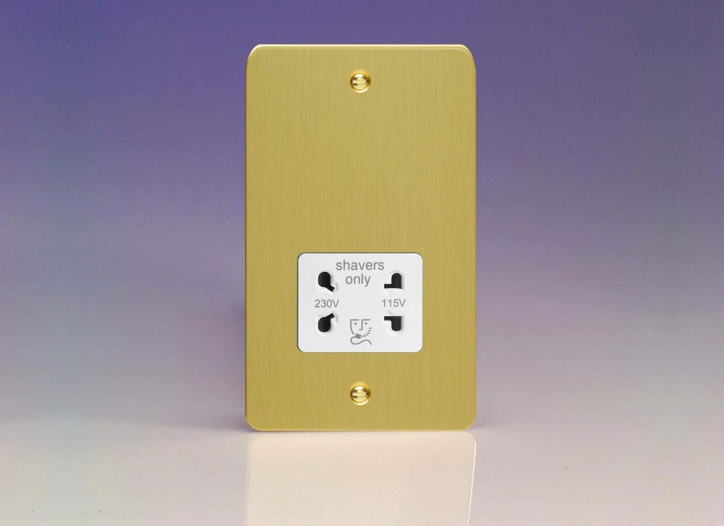 XFBSSW Varilight Ultra Flat Plate Brushed Brass Dual Voltage Shaver Socket