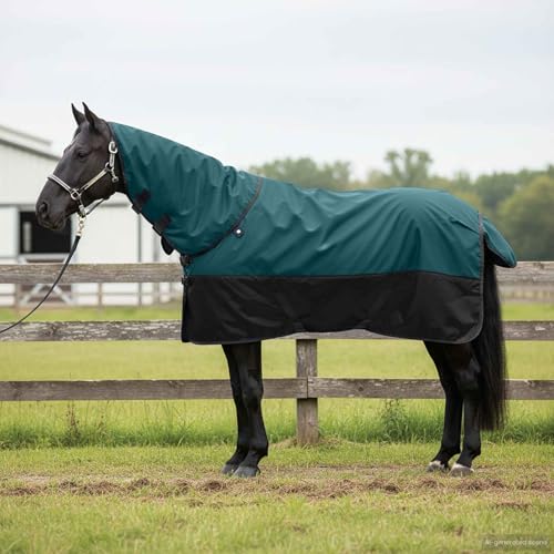 Manta para caballo verde oscuro impermeable de poliéster 155 cm para invierno