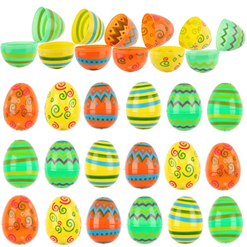 Fillable Easter Eggs Colorful Plastic Easter Eggs,Perfect for Easter Egg Hunt, Suprise Egg, Easter Hunt,Basket Stuffers Filler and Easter Party Favor(24pcs)