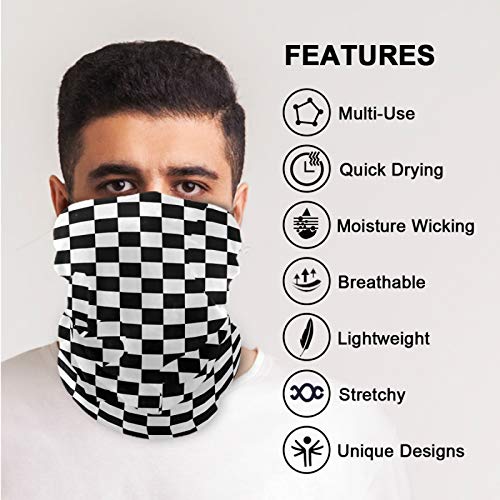 visesunny Seamless Bandana Neck Gaiter Black And White Cubes Modern Headband Motorcycle Scarf for Women Men4