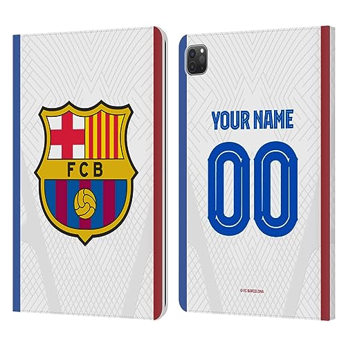 Head Case Designs Officially Licensed Custom Customized Personalized FC Barcelona Away 2023/24 Kit Leather Book Wallet Case Cover Compatible with Apple iPad Pro 11 2020/2021 / 2022