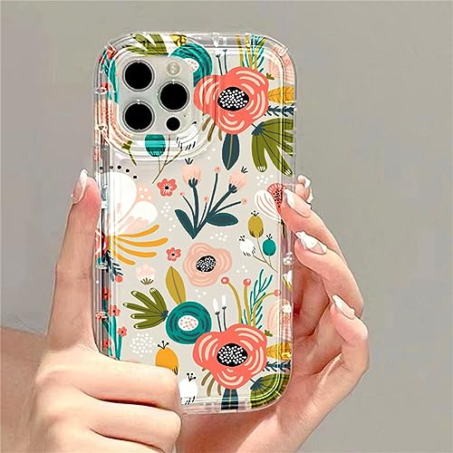Coque de téléphone à fleurs carrées pour iPhone 11 12 13 14 couverture arrière souple