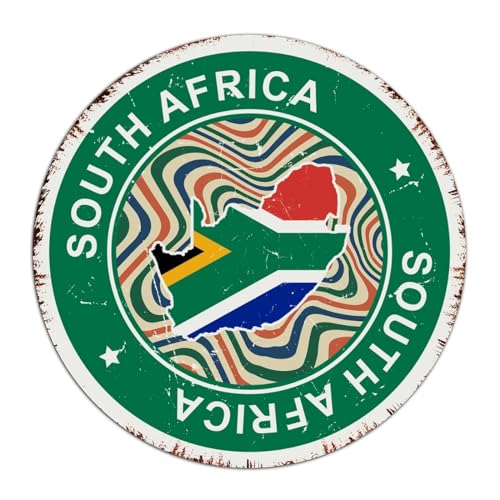 Plaque en métal rétro Afrique du Sud - Panneau de porche amusant - Drapeau des pays du monde - Décoration de grotte - Plaque en aluminium pour porte d'entrée de...