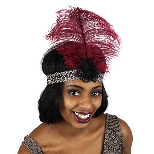 1920s Headpiece Feather Hair Accessories - Gatsby Costumes for Woman Flapper Headband