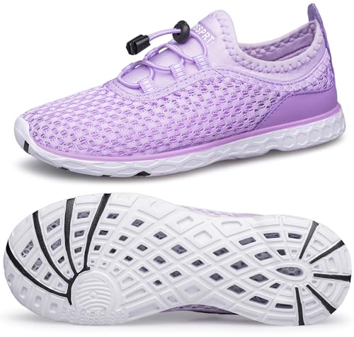 DOUSSPRT Water Shoes for Kids Boys Girls Quick Dry Beach Sports Swim Pool Aqua Shoes for Toddler/Little Kid/Big Kid Purple 10