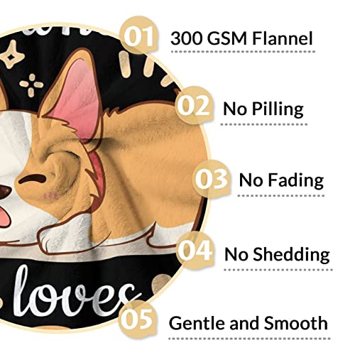 Personalized Corgi Blanket Gifts with Name - 50"x60" Cute Throw for Adults, Kids - Black Soft Fuzzy Blankets for Bed, Couch & Living Room