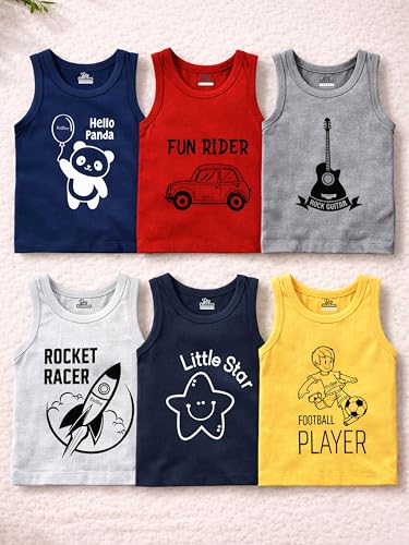 Image of Kidbee Boys & Girls Cotton Baniyan /Vest /Sando (Pack of 6)