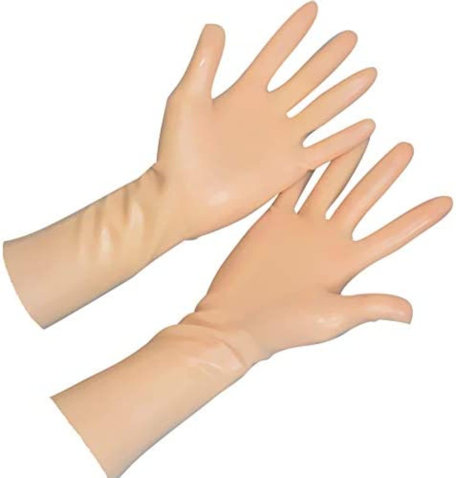 Guanti Da Polso Con Dita Miste In Lattice Corto Di Gomma,Carne,L-polso Intorno A 18 Cm