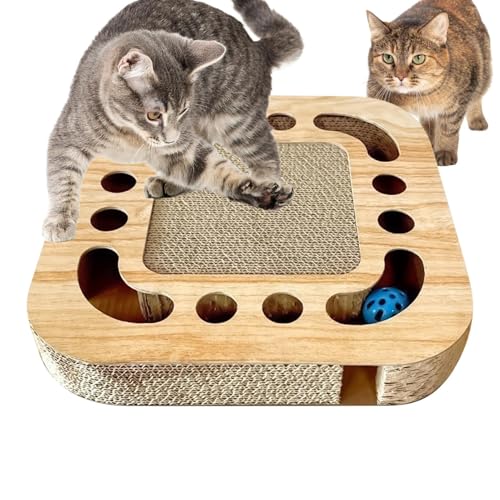 Rascador para Gatos - Rascador Grande para Gatos - Juego con Pista Y 2 Bolas con Cascabel para Rascar De Gatito Interior Que Protege Muebles Y Suelo De Mascota