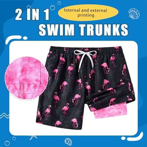westwolf Men Swim Trunks with Compression Liner Men's 2 in 1 Bathing Suits 7 Inch Hawaiian Board Shorts4