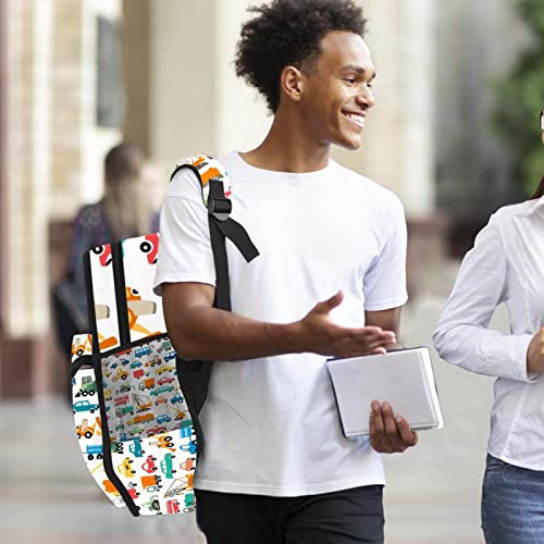 Sac à dos pour garçons avec bretelles réglables motif voitures dessin animé
