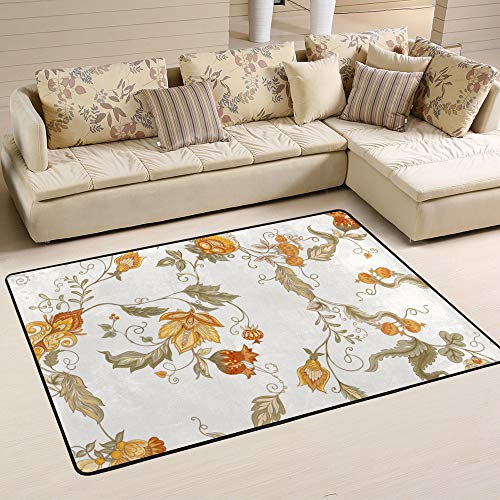 Tapis de couleur orange durable et facile à nettoyer Ruchen vintage