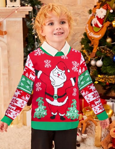 Ugly Christmas Sweater for Kids Boys Girls Christmas Sweater Knit Xmas Pullover Holiday Party Jumper Sweatshirt 4-14T2
