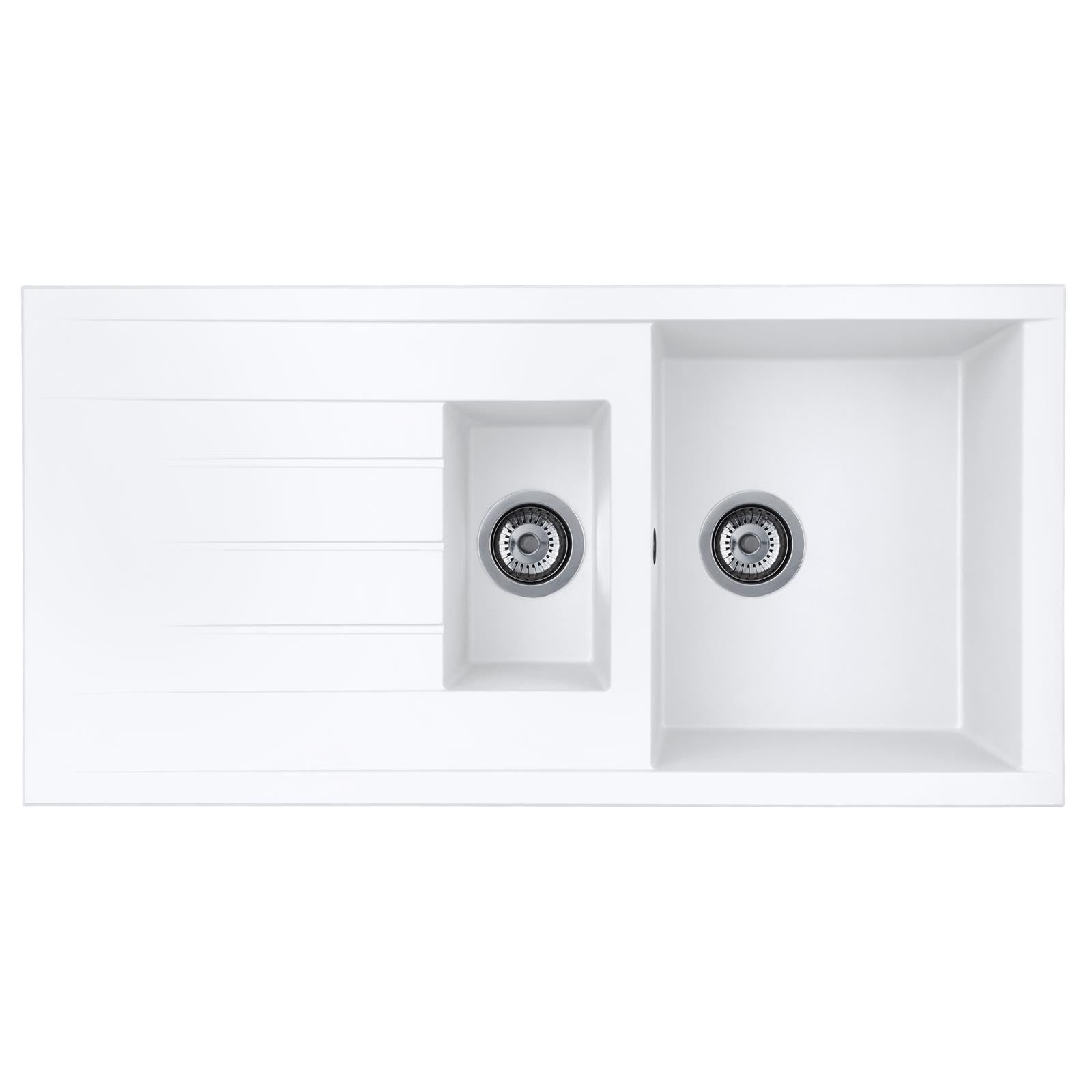 Liquida CU15WH 1.5 Bowl Composite Reversible Inset White Kitchen Sink with Waste