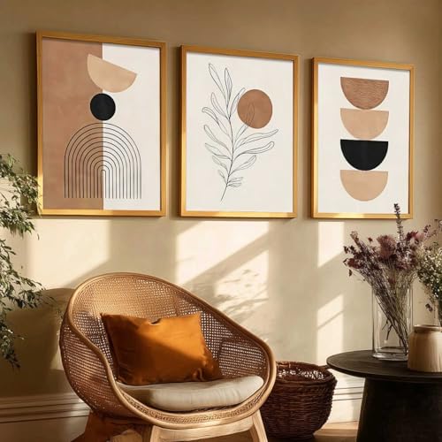 Image of kotart Home Decor Boho Painting Decorative Wall Art poster With Frame For Living Room Bed Room Hotel Wall Decor Digital Reprint Set of 3 (19X25 inch)