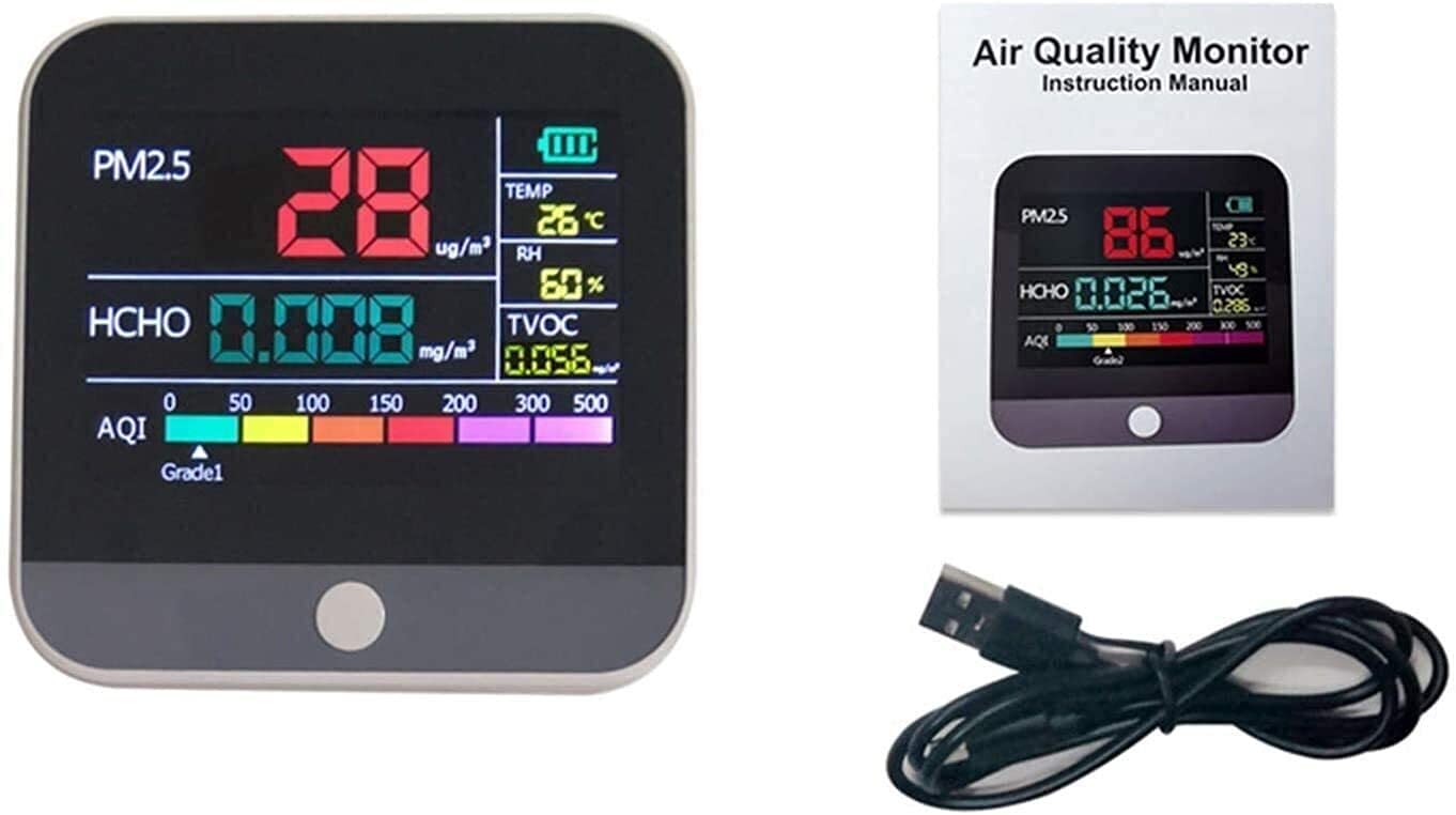 Analizzatore di Gas, PM2.5 Formaldeide (HCHO) TVoc Tester Detector Air Inquinamento atmosferico Monitor Temp/Hum Diagnostic Meter Tool