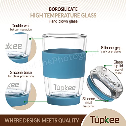 Vaso de vidrio doble pared 8 oz con tapa miniatura 2