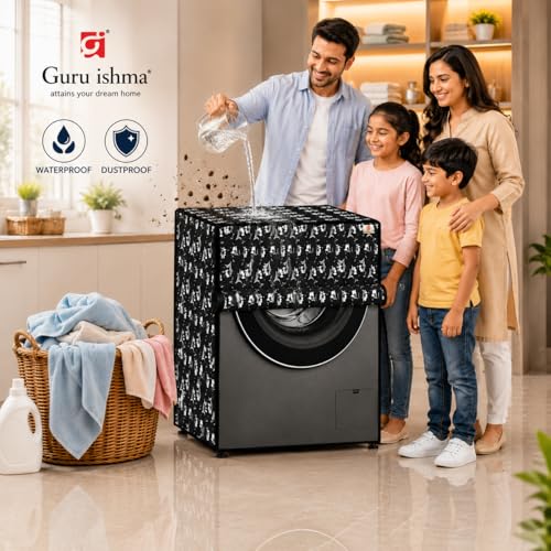 Image of Front Load Fully Automatic Washing Machine Cover for 6.5kg to 8kg | Waterproof & Dustproof Polyester Cover with Zip Closure | Suitable with Samsung, IFB, LG, Bosch & More (61 x 61 x 87 cm)
