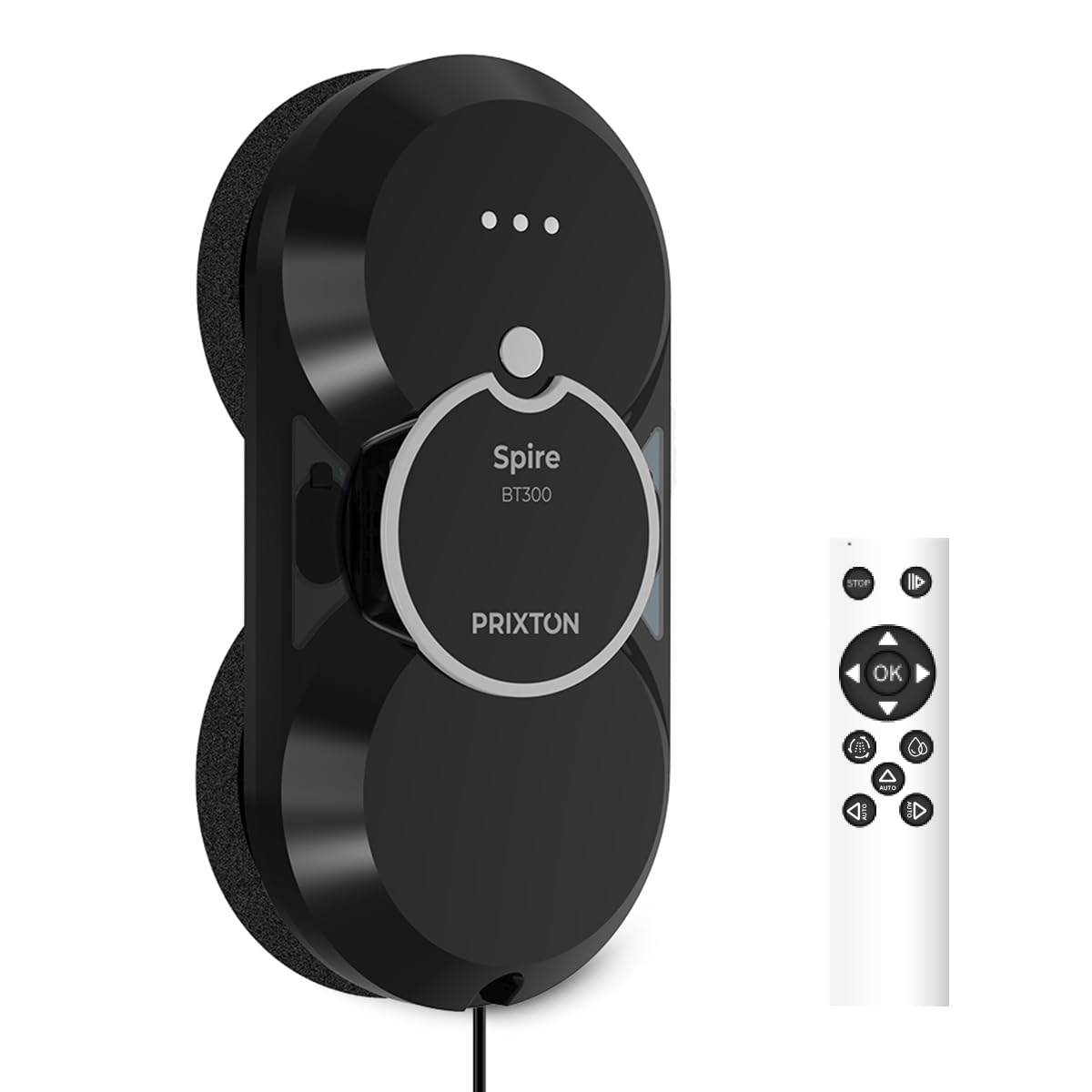 PRIXTON - Robot Limpiacristales BT300-2800 Pa - Automático y Manual - Mando a Distancia - Almohadillas de Recambio