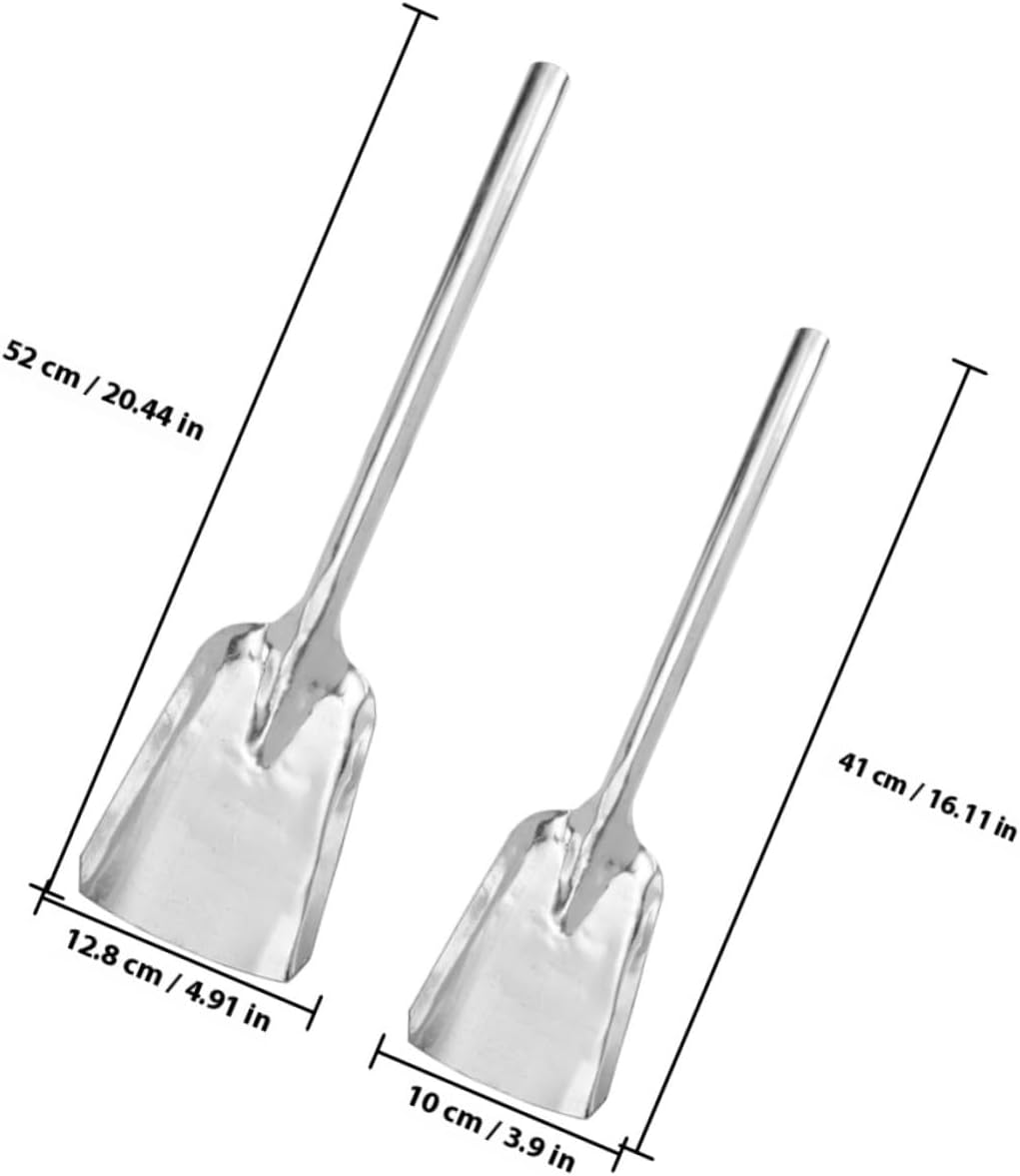 PRETYZOOM Professional Coal Ash Shovel Set Medium and Small White Iron Fireplace Shovels for Household Stove Fire Tools 2pcs