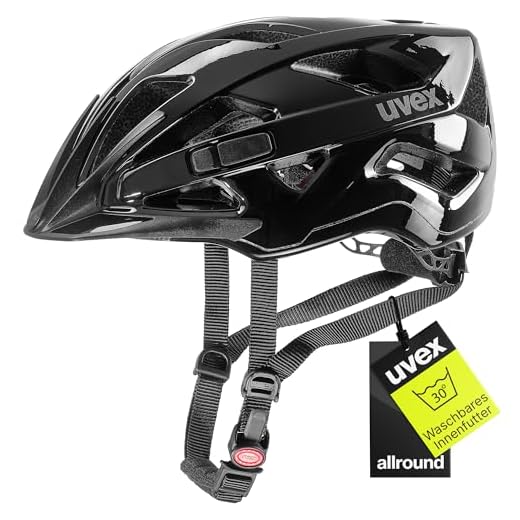 Uvex Unisex – Erwachsene, active Fahrradhelm, black shiny, 52-57 cm