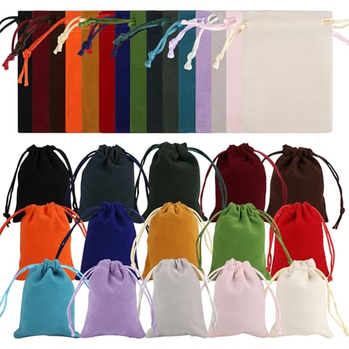 Kayqbonke 30 Bolsas Terciopelo Con Cordón, Bolsitas para Regalos 15 Colores, 7x9cm Bolsas de Terciopelo para Joyería, Bolsitas de Tela de Terciopelo para Regalos, Oídos Y Llaveros