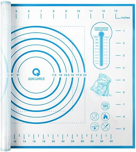 Silicone Pastry Mat with Measurement, Kids Rolling Mat for Fondant, Rolling Dough, Pie Crust, Pizza and Cookies, Baking Mat,12" x 16", Blue