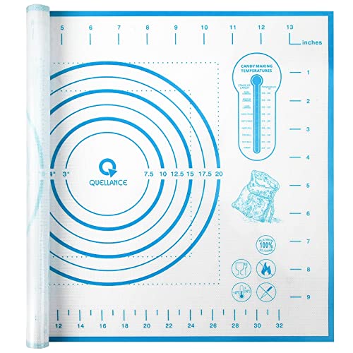 Silicone Pastry Mat With Measurement, Kids Rolling Mat For Fondant, Rolling Dough, Pie Crust, Pizza And Cookies, Baking Mat,12" X 16", Blue #TOP1