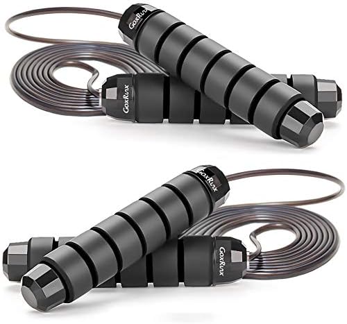 GoxRunx 2 Pack Jump Rope Skipping Rope for Workout, Jumping Rope Jump Ropes for Fitness (Black Black)