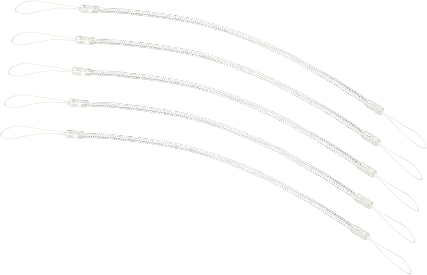 PATIKIL Retractable Spring Coil Straps 8", 5 Pack Plastic Spiral Stretchy Key Holder Stylus Lanyard Cord, Clear