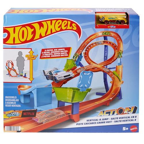 Hot Wheels Action 8 Vertical Pista para Coches de Juguete con Lanzador, Incluye...
