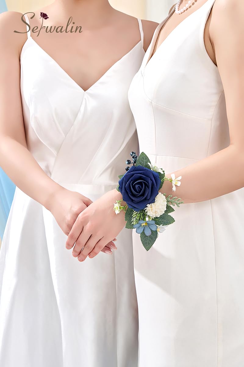 Amazon.com: Serwalin 2 Pcs Wrist Corsage, 6-7 Inch Navy Blue Corsage for  Wedding, Bridesmaid Mother Grandmother, Artificial Flowers for Prom  Ceremony Anniversary : Home & Kitchen