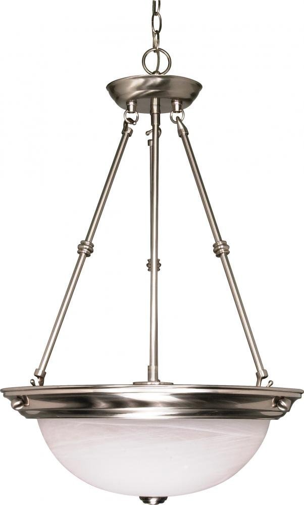Nuvo Lighting 60/3187 Three Light Interior Home Package Pendant with Alabaster Glass, Brushed Nickel, 15-Inch