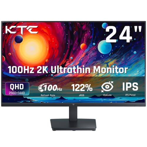Image of KTC 24 inch QHD 100Hz Computer Monitor IPS 2K, 1300:1 Contrast, Anti-Blue Light Screen, 122% sRGB, Support FreeSync and GSync, HDMI2.0 /DP /Earphone for Gaming and Office Working H24T27