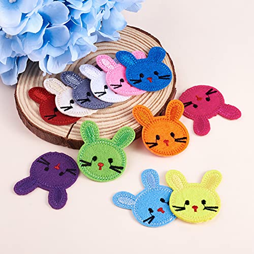 Craftdady AJEW-S076-021-QINGSEN 120Pcs Rabbit Bunny Iron On Patches 12 Colors Embroidered Sew Applique Repair Patches thumb #2