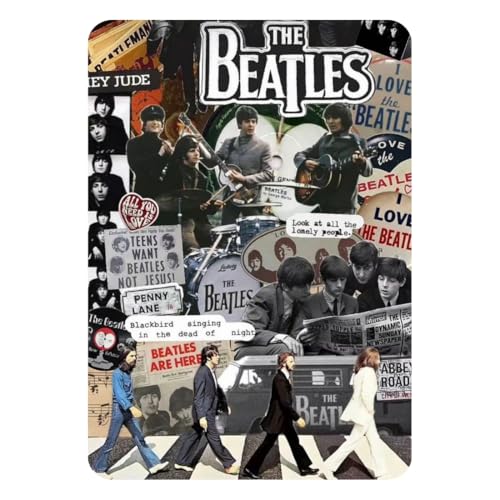 Image of Zesta Bathroom Decor Items Washroom Decor Tin Sign | Aesthetic Posters Wall Poster for Bedroom | Magnetic Cafe Decoration Items / Restaurant Decorations Items | Quirky Home Decor Bar Accent (Beatles (5))