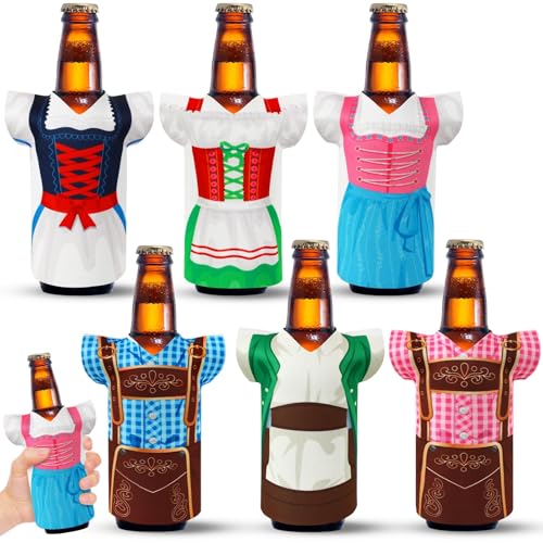 SEPGLITTER 6Pcs Oktoberfest Can Cooler Sleeves, Bavarian Beer Drink Cover
