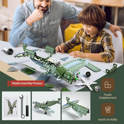 Model Airplane STEM Building Projects Toys - DIY Building STEM Projects Toys for Kids Boys Girls Ages 8-12-16, Assembly Science Kit Model Plane Birthday Gift Toys for Kids Boys 8 9 10 11 12 Years Old - image 4