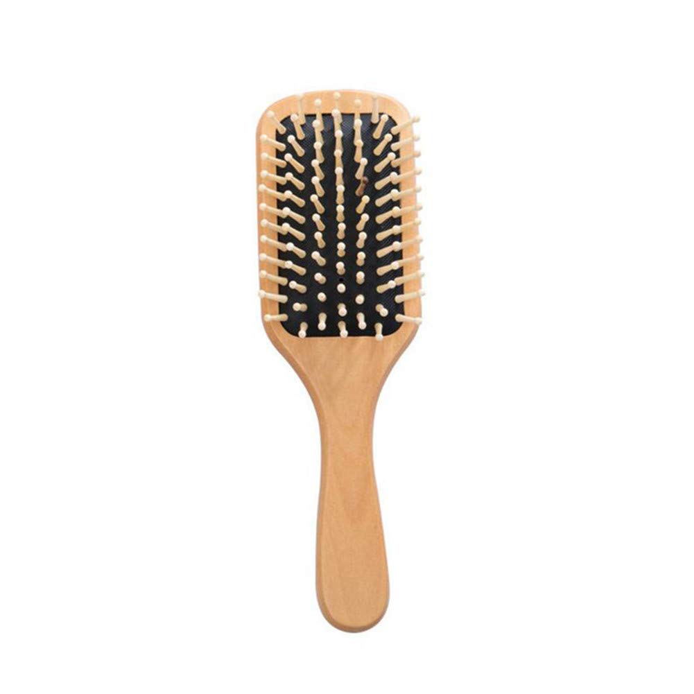 Ellepigy Natural Bamboo Hair Brush Detangling Massage Anti-Static Hair Comb Wooden Bristle Cushioned Organic Hairbrush, Black