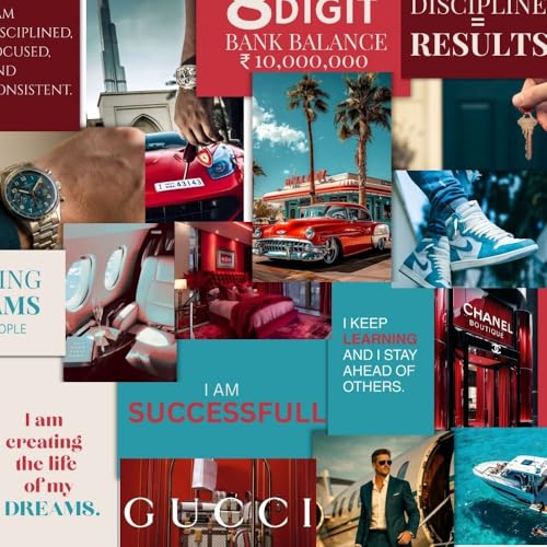 Image of Good Hope Hustler's Vision Board Wall Collage Posters Set of 24 Pcs without Frame 10 A4 Size 8x10 & 14 A5 size Prints for Money Motivation For Room Wall