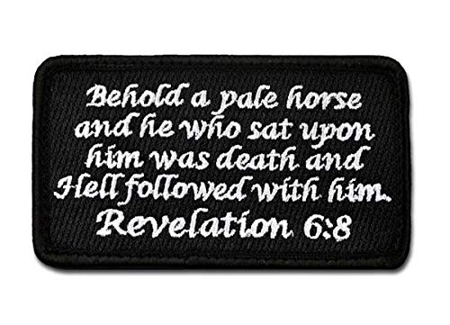 BASTION Morale Patches (Revelation 6:8, Black) | 3D Embroidered Patches with Hook & Loop Fastener Backing | Well-Made Clean Stitching | Christian Patches for Tactical Bag, Hats & Vest