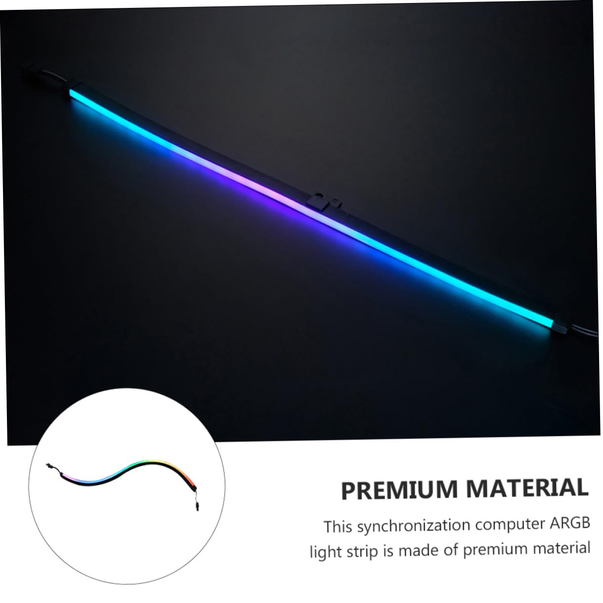 Mikikit Argb LED Lichtleiste 5v 2 Stück, 400mm, 28 Leds für PC Gehäuse | Schwarz, Abs Ausführung mit Klebestickern, 3-poliger Eingang und Ausgang, Flexible Formgebung, Hohe Helligkeit
