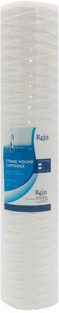 1 Micron 20" x 4.5" Full Flow String Wound Sediment Water Filter Cartridge | Whole House Sediment Filtration | Compatible with PC40-20, WP1BB20P, 355222-45, WPP-45200-01, WPP-45200-01, 84650