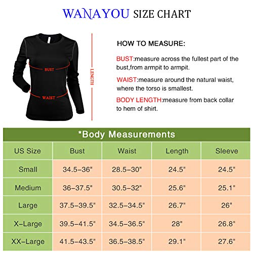 WANAYOU Women's Compression Shirt Dry Fit Long Sleeve Running Athletic T-Shirt Workout Tops (Large/Fit Bust:37.5