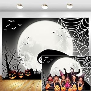 8x6ft Halloween Pumpkin Full Moon Photo Background for Nightmare Themed Party Decoration Photography Backdrop Baby Shower Birthday Photo Booth Props