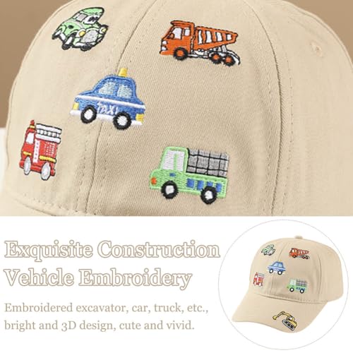 Cute Construction Vehicle Embroidered Kids Baseball Caps Adjustable Cotton Toddler Sun Hat Vintage Cowboy Hat3